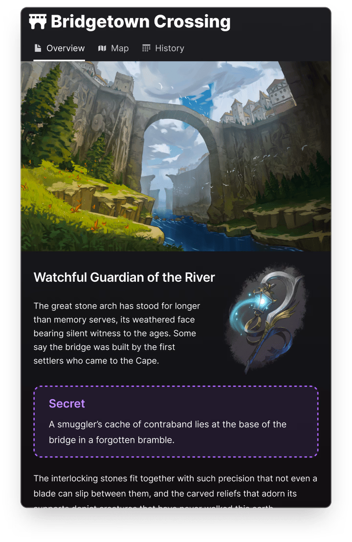 LegendKeeper wiki interface