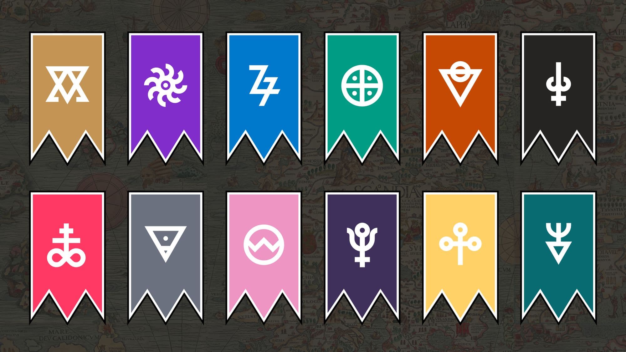 Free Fantasy Faction Banners based on Alchemical Symbols